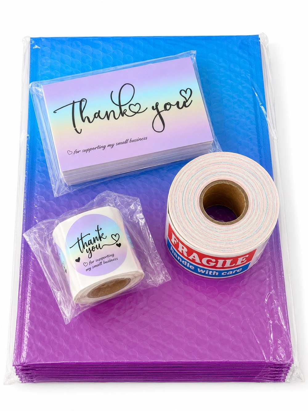 745 Piece Shipping Supplies Bundle | Bubble Mailers, Thank You Cards & Stickers - Picture 2 of 6